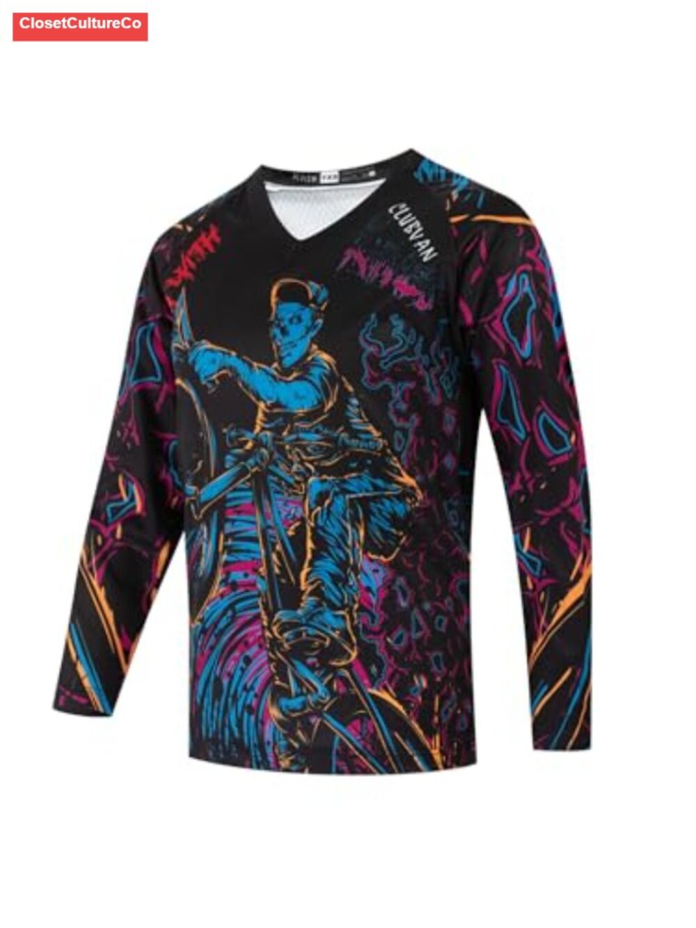 Youth Motocross Jersey Kids Long Sleeve V-Neck Dirt Bike BMX Off-Road Top